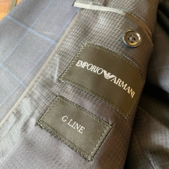 Authentic Emporio Armani - G-Line Windowpane Men's Suit - 38R - Blue - Picture 5 of 7